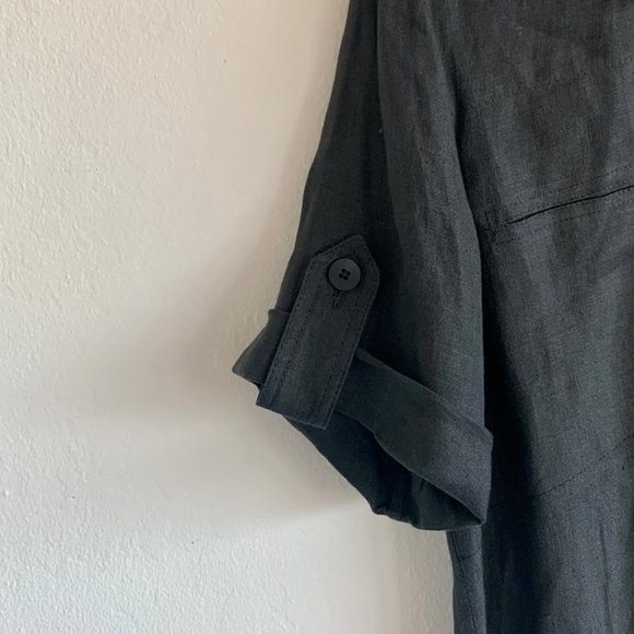 Montana Paris Black Safari Linen Button Down Shirt - size 42 (US 8-10) - Picture 2 of 6